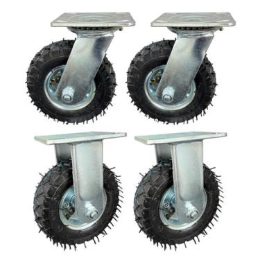 Imagem de 2 rodizio giratorio 2 rodizio fixo completo 6x2 rolamento 16mm tr87 - 