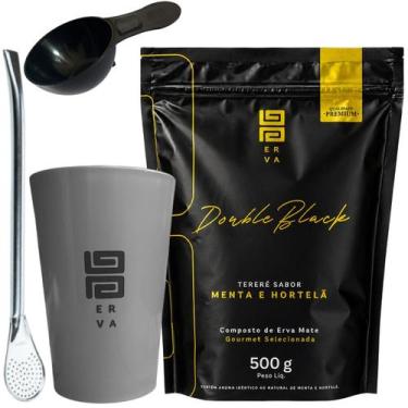 Imagem de Kit Tereré Black Erva Mate Copo Caldereta Cinza de Acrílico Bomba Clás