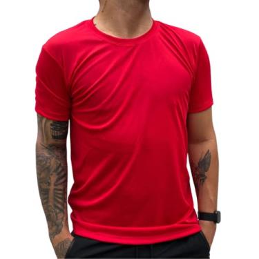 Imagem de Camiseta Dry Fit Treino Masculina Academia Musculação Corrida 100% Poliéster (G, Vermelho)