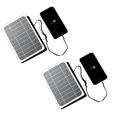 Imagem de GQYYS Painel solar USB 5W portátil ultra fino monocristalino silicone painel solar carregador porta USB para celular ao ar livre, acampamento, escalada, caminhada