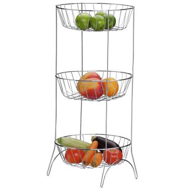 Imagem de Fruteira 3 Andares Utimil Redonda em Aço Cromado – 66 cm
