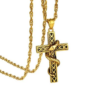 Imagem de GOLDCHIC JEWELRY Colar com pingente de crucifixo da Cruz INRI, colares de medalha milagrosa da Virgem Maria, joia Jesus Cristão, Banhado a preto, Sem Pedra Preciosa