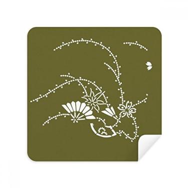 Imagem de Pintura cultura japonesa verde flor óculos pano pano pano limpeza de tela tecido camurça pacote com 2