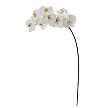 Imagem de Nearly Natural Orquídea artificial Phalaenopsis (conjunto de 6) flores de seda, 89 cm, branco