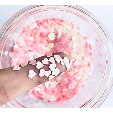 Imagem de Confetes de glitter de coração de 2 mm em formato de coração lantejoulas a laser para decoração de festa, artesanato faça você mesmo, arte de unhas premium, arte corporal brilhante – 10g, rosa