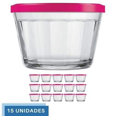 Imagem de 15 Tigela Vidro Americano Tampa Plastica Sortida 1L Nadir