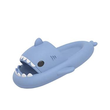 Imagem de Chinelo de tubarão moderno masculino e feminino XIANGLV verão sandálias de dedo aberto de secagem rápida interior e externo praia chinelos femininos macios, Azul, 40/41 BR