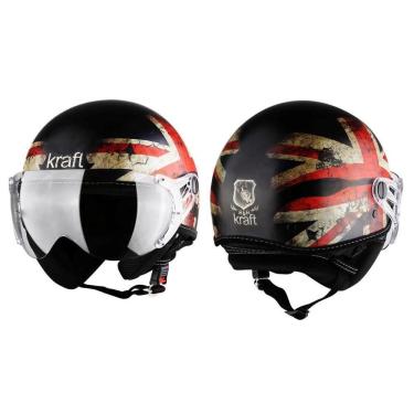 Imagem de Capacete Kraft Plus Inglaterra Preto 57 - Custom Harley