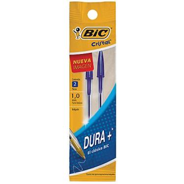 Imagem de Bic Canetas esferográficas de cristal Stick, ponta média, azul, pacote com 2