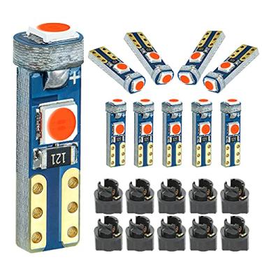 Imagem de DODOFUN Lâmpada de LED T5 37 74 com soquete de trava de torção PC74 PC37 para painel de instrumentos, medidor de luz, pacote com 10