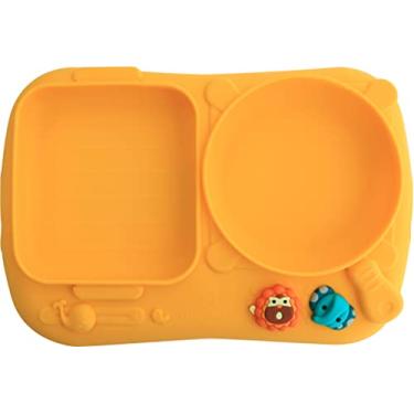 Imagem de MARCUS&MARCUS Prato Amarelo Moderno com Divisória e Sucção