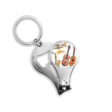 Imagem de Combinação de instrumentos aquarela padrão musical alicate anel chaveiro abridor de garrafas cortador