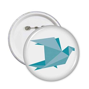 Imagem de Emblema de botão abstrato origami verde com estampa de pombo, 5 peças