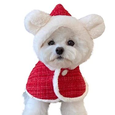 Imagem de Capa de Cachorro de Natal - Papai Noel Cachorro Gato Capa com Chapéu - Fantasias de Natal, roupas de cosplay fofas e quentinhas Artigos de festa para animais de estimação Xiaofeigun