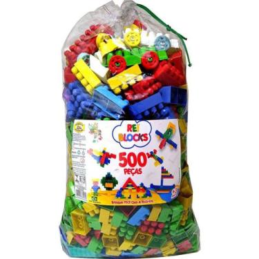 Imagem de Blocos De Montar 500 Peças Reiblocks Brinquedo Educativo - Reibrink