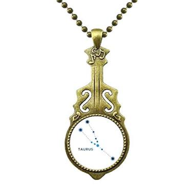 Imagem de DIYthinker Colar de signo do zodíaco com constelação de taurus, joia antiga com pingente de música