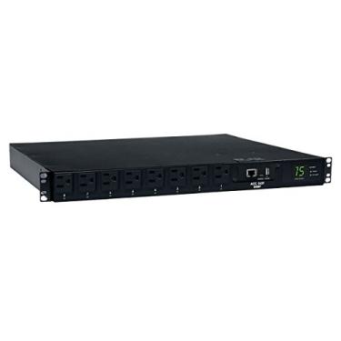 Imagem de Tripp Lite Basic PDU, 15A, 13 tomadas (5-15R), 120V, 5-15P entrada, 15 pés de cabo, 1U Rack-Mount Power (PDU1215), Com interruptor + ATS, Preto