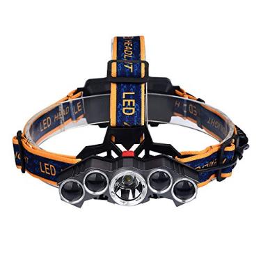 Imagem de N/H 5 faróis de LED recarregável USB, luzes fortes e à prova d'água, lanterna ajustável, lanterna de cabeça para adultos, corrida, acampamento, pesca, trilha, ciclismo