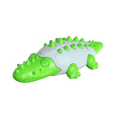 Imagem de NALEINING Brinquedos de mastigar para cães, dentes limpos, brinquedos para dentição de animais de estimação para cães pequenos, médios e grandes (Crocodilo - verde)