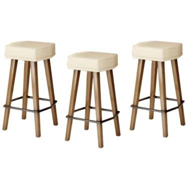 Imagem de Kit 3 Banquetas para Bar Balcão Bancada cozinha Americana Área Gourmet (80 cm do Assento ao chão, Bege)