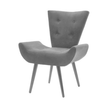 Imagem de Poltrona Decorativa Emilia Pé Palito Em Suede - Preto - Cor: Preto