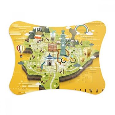 Imagem de Taipei Mapa de viagem China Moldura de quebra-cabeça Decoração de imagem Enfeite de jogo de quebra-cabeça