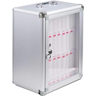 Imagem de Armazenamento de telefone celular de aço inoxidável transparente montado na parede seguro para móveis de cozinha fechaduras de armário de armazenamento de restaurante, 24