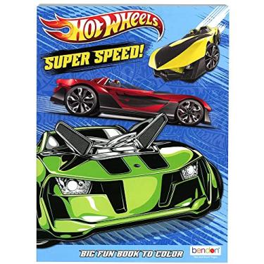 Imagem de Hot Wheels Super Speed Coloring Book - Livro grande e divertido para colorir Hot Wheels Livro de colorir, atividades de artes e artesanato para meninos para crianças, lembrancinhas de festa, 80