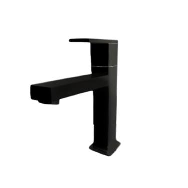 Imagem de Torneira Baixa Fria Preta 1/4 De Volta De Metal Quadrada