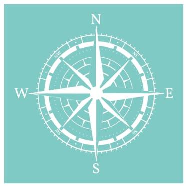 Imagem de Bússola de estêncil de serigrafia, impressão em tela de seda autoadesiva reutilizável, para decoração/impressão de madeira/tecido/parede/vidro/papel, decoração de projetos de artesanato doméstico
