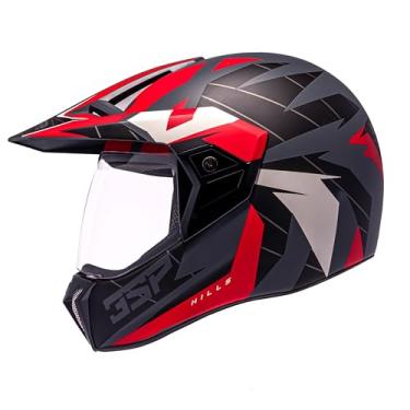 Imagem de Bieffe Capacete Fechado para Moto Enduro 3 Sport Hills Cinza Fosco/Vermelho 58
