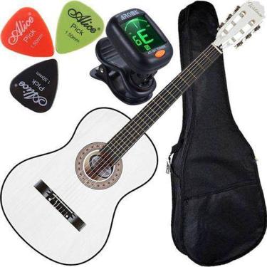 Imagem de Kit Violão Waldman Estudante Acústico Nylon Cl1 Branco