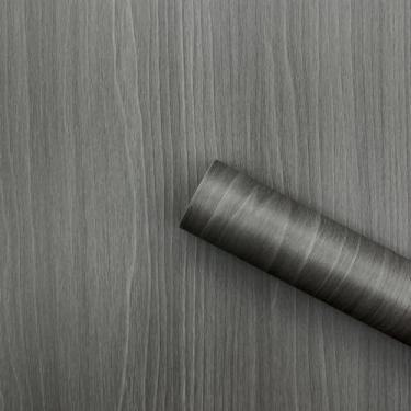 Imagem de vovoyager Papel de parede de madeira cinza, 48 cm x 60 cm, papel de parede de madeira sintética, papel de parede autoadesivo removível vintage papel de parede de madeira natural para prateleira, decoração de casa, capa de balcão de cozinha