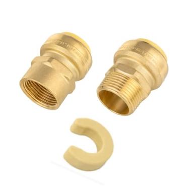 Imagem de (Pacote com 2) EFIELD Adaptador NPT macho/fêmea de 2,5 cm (1 macho, 1 fêmea) Conexões de latão, cobre Pex Push to Connect, CPVC, com uma ferramenta de desconexão