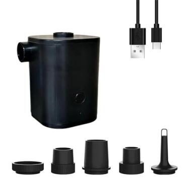 Imagem de Milageto Bomba de ar elétrica, mini bomba, bomba de ar portátil universal compacta, bomba deflator para brinquedos infláveis de piscina, PRETO