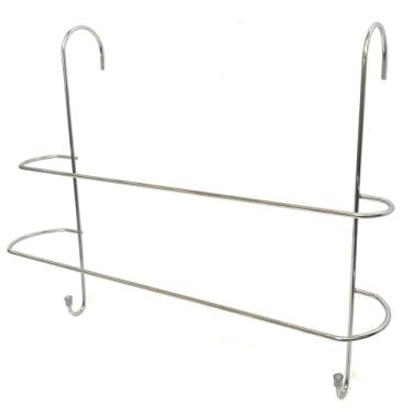 Imagem de Passerini, Porta Toalha Duplo com 02 Ganchos Toalheiro Cromado Suporte para Box Sem Furo