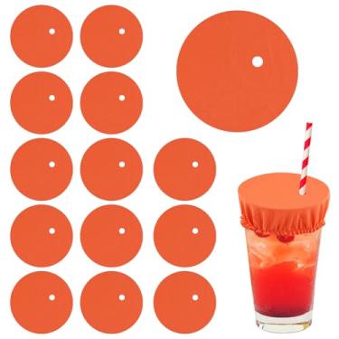 Imagem de 15 peças de protetores femininos de bebidas alcoólicas, tampas de bebida com furos de palha, tampas de bebida reutilizáveis, capa de bebida para festas de boates (laranja)