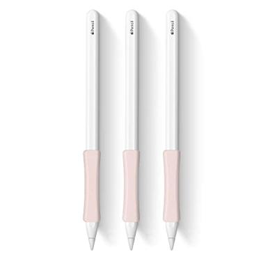 Imagem de Pacote com 3 capas para iPencil rosa com suporte ergonômico de silicone compatível com Apple Pencil 2ª geração, iPad Pro 11 de 12,9 polegadas 2018