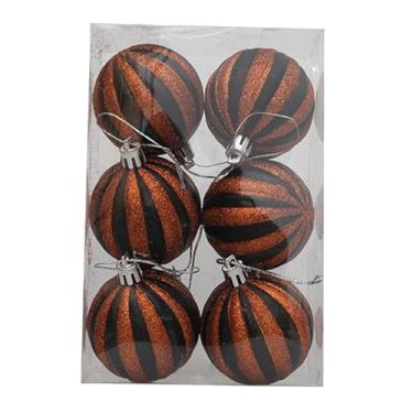 Imagem de Milageto 6x Enfeites de Bola de Halloween Enfeite Pendurado Decoração Pendurado Árvore Pingentes para Feriados Palco Performance Casa Mal-Assombrada, Preto E Laranja