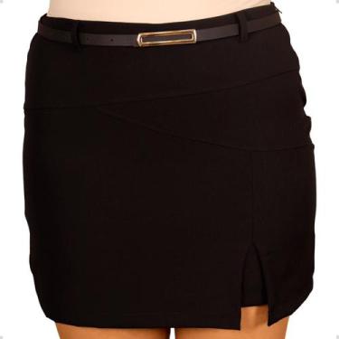 Imagem de Short Saia Feminino Plus Size Alfaiataria Social Fenda Lateral Com Cin