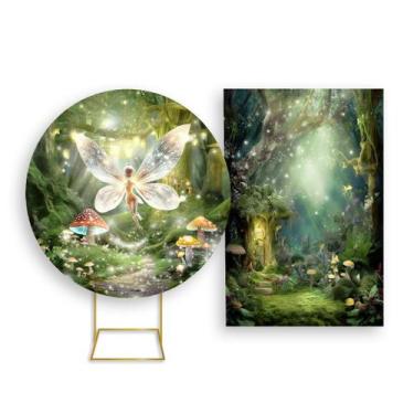 Imagem de Painel De Festa Redondo 1,50x1,50 + Painel Vertical 1,50x2,20 - Jardim
