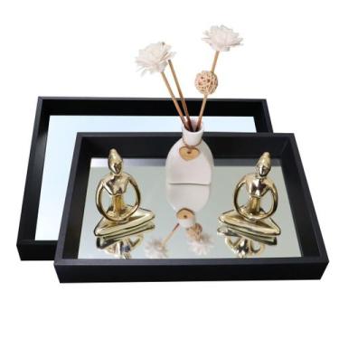 Imagem de 2 Bandejas Espelhada para Organizar Maquiagens Joias Perfumes Quarto L