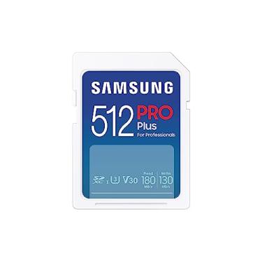 Imagem de Samsung Cartão de memória PRO Plus tamanho completo 512 GB SDXC, leitura/gravação de até 180 MB/s, Full HD e 4K UHD, UHS-I, C10, U3, V30 para DSLR, câmeras sem espelho, PCs, MB-SD512S/AM, 2023