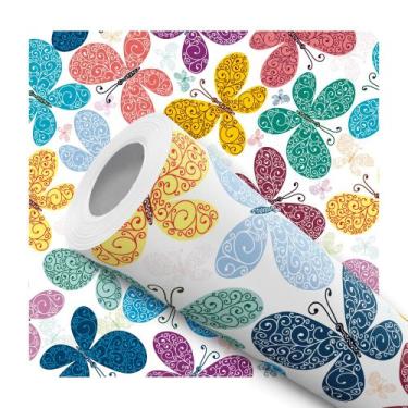 Imagem de Papel de Parede Vinílico Borboletas Coloridas Quarto Sala 2.5m - DELIQ