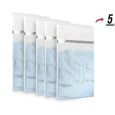 Imagem de Kit 5 Sacos para Lavar Roupas Delicadas 30x40cm Organizador Viagem Mal