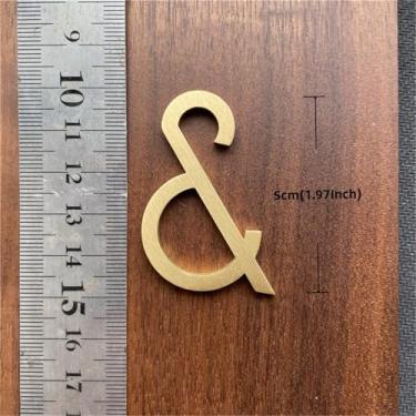 Imagem de Letras inglesas autoadesivas de latão sólido de 7 cm para decoração de parede, números de casas de metal, números de caixa de correio, placas de endereço, números, ferragens (placa e )