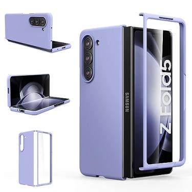 Imagem de Foluu Capa Slim Fit para Samsung Galaxy Z Fold 5, com protetor de tela frontal integrado, capa protetora de PC fosca ultrafina para Samsung Galaxy Z Fold5 5G 2023 (roxa)
