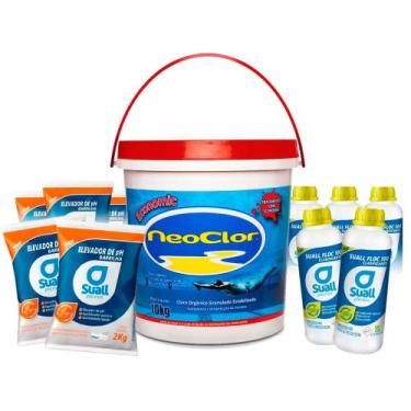 Imagem de Cloro p/ Piscina 10kg + 5 barrilha 2kg +5 clarificante 1lt - NACIONAL