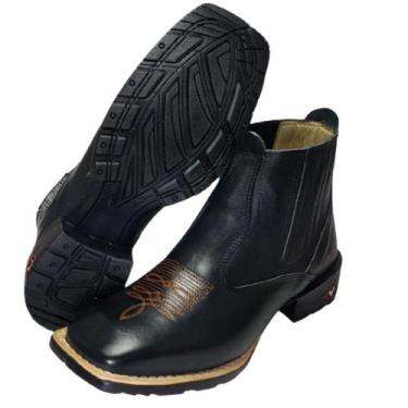 Imagem de Bota Botina Texana Masculino Couro Látego Cano Médio - MODATIVA FRANCA