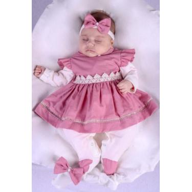 Imagem de Saida de Maternidade Para Bebe Menina Rose 04 peças Maria Alice  Roupa